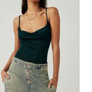 Black Cowl in the Club FP Neck Sleeveless Bodysuit One Piece Top Party Clubwear